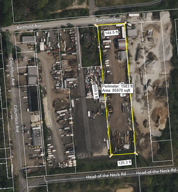 Aerial view of 88 Barthold Ave full site boundary